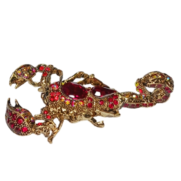 Scorpion Crystal Rhinestone Bling Articulated Stinger Brooch Pendant - Picture 5 of 15